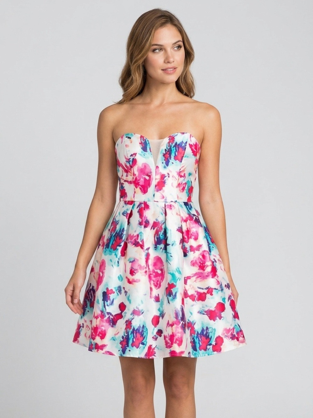 B Darlin Junior Pastel Floral Fit-and-Flare Dress Size S-M